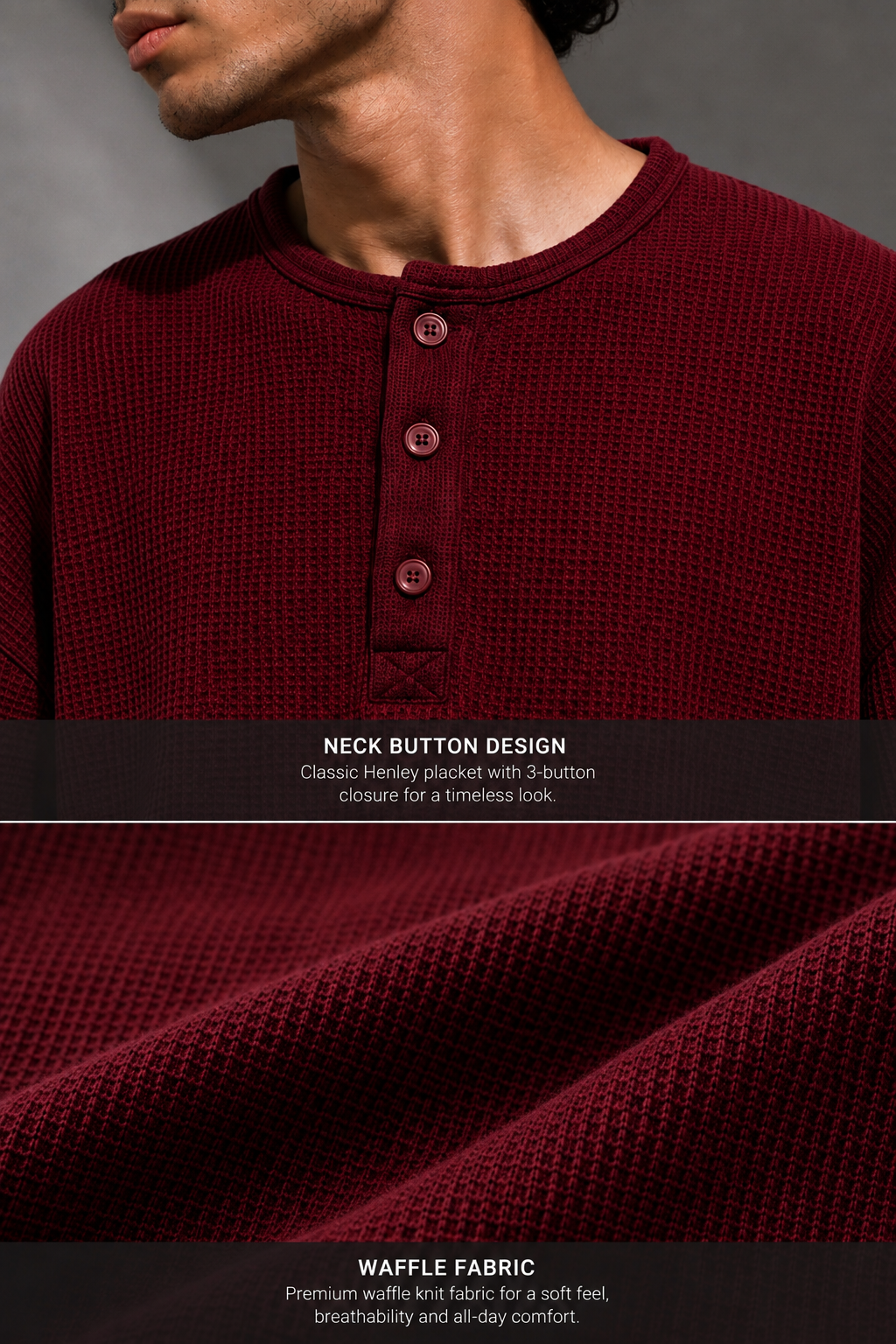 Cherry Waffle Henley