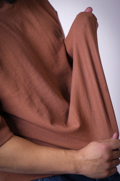WAFFLE OVERSIZED BROWN T-SHIRT