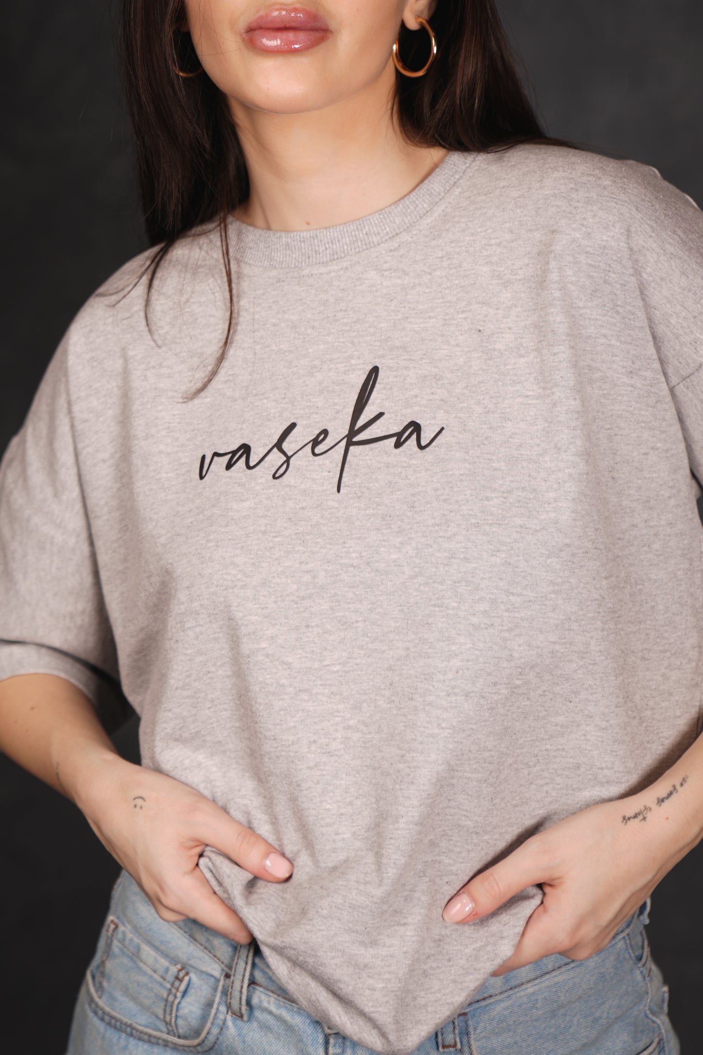 VASEKA CLASSIC GREY TEXTURED T-SHIRT