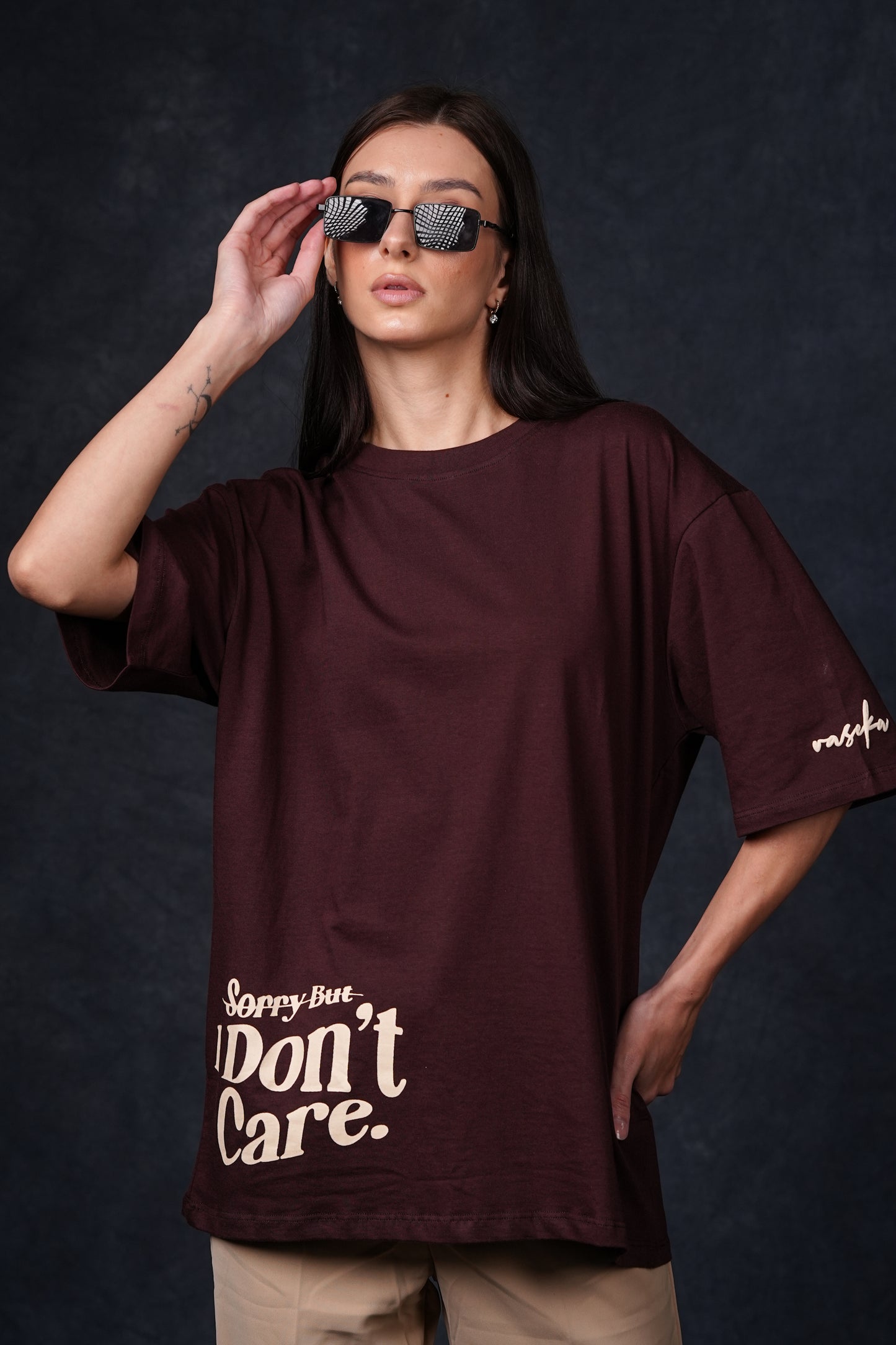 ATTRACT DON’T CHASE BROWN OVERSIZED T-SHIRT