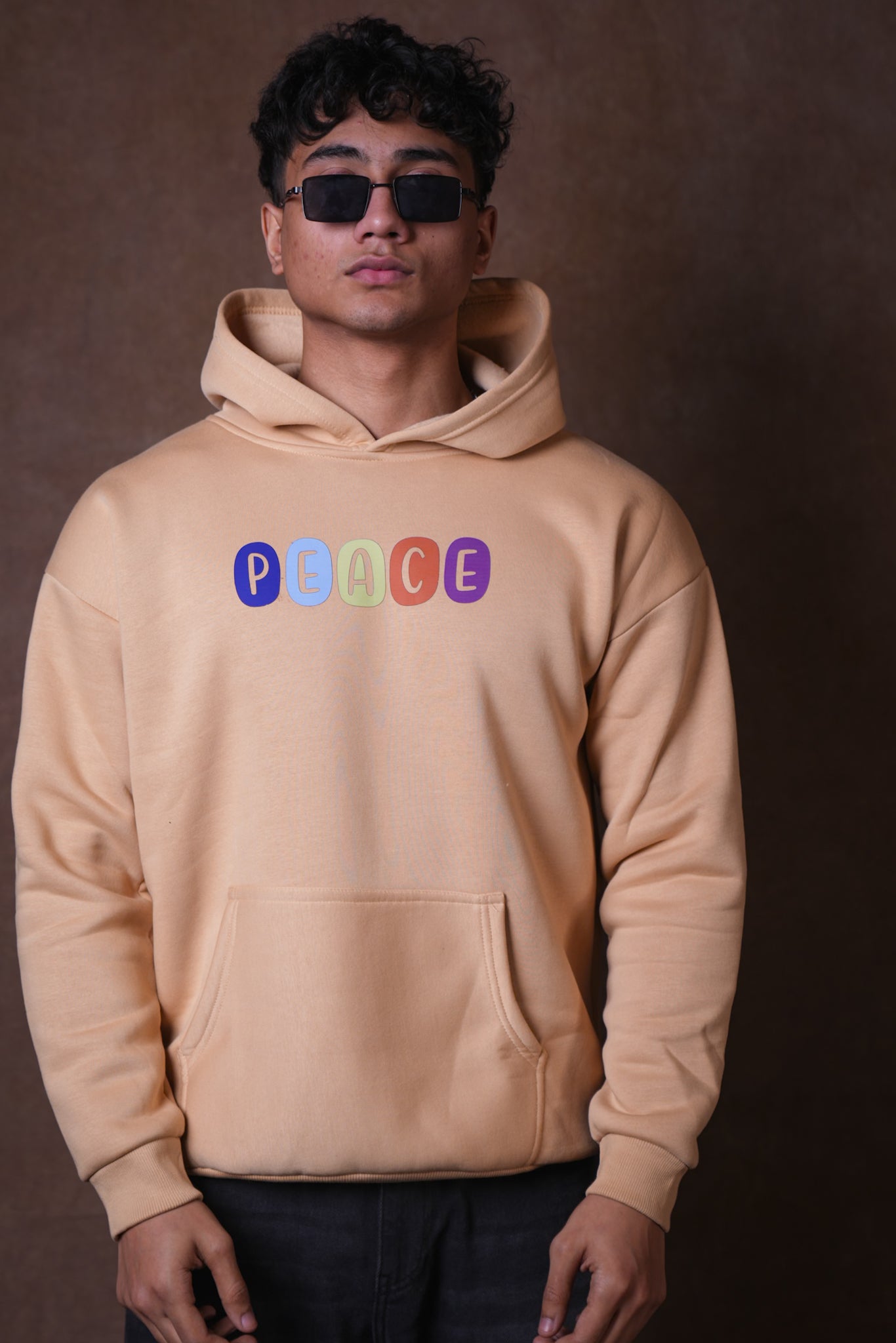 PEACE BEIGE HOODIE