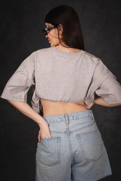 VASEKA CLASSIC GREY TEXTURED T-SHIRT