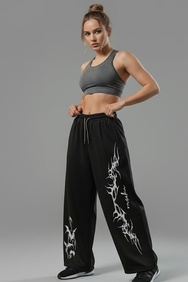 Black Oversized Printed Jogger