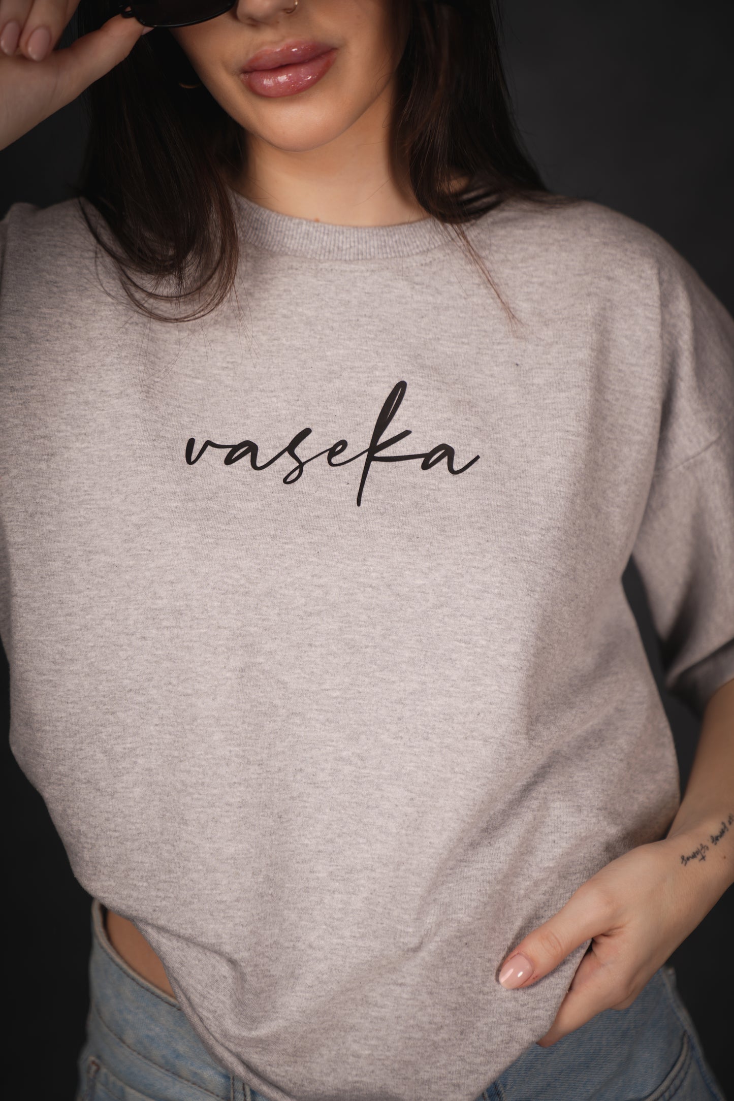 VASEKA CLASSIC GREY TEXTURED T-SHIRT