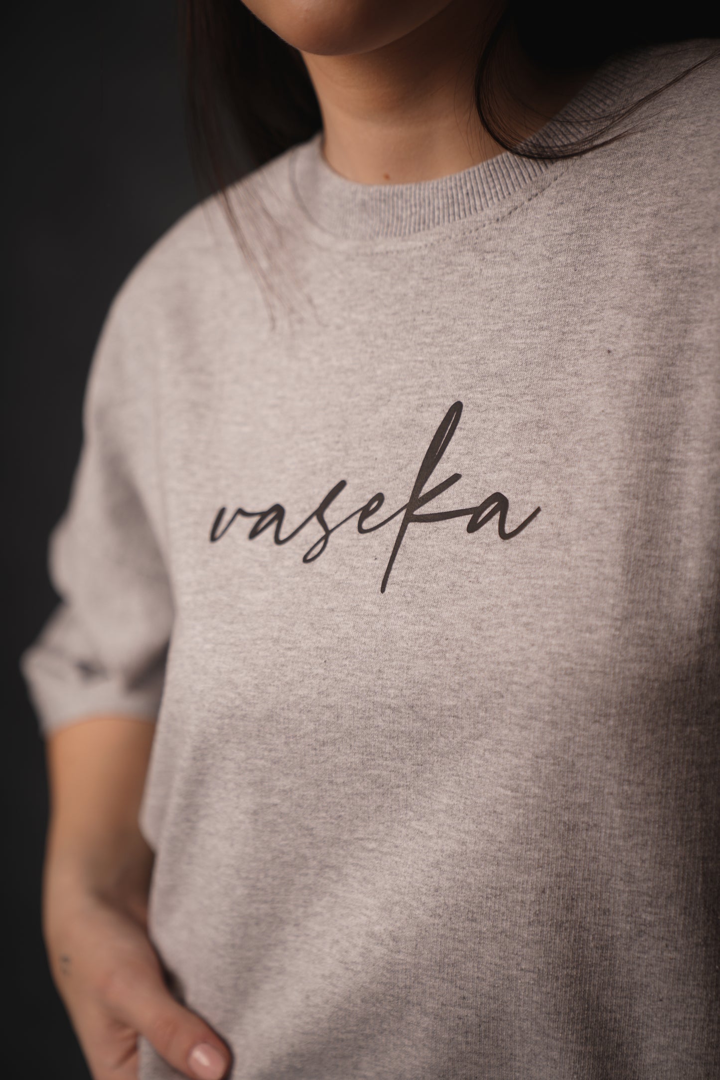 VASEKA CLASSIC GREY TEXTURED T-SHIRT