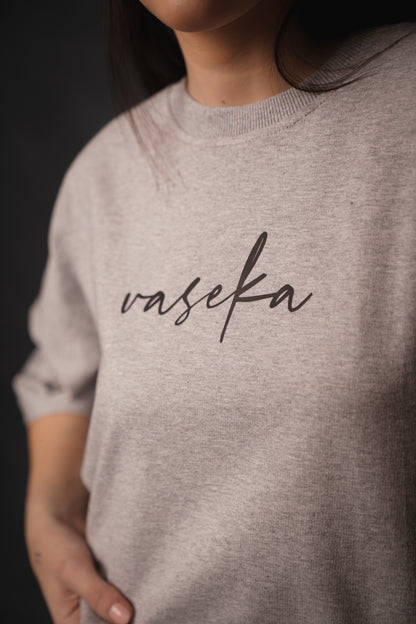 VASEKA CLASSIC GREY TEXTURED T-SHIRT