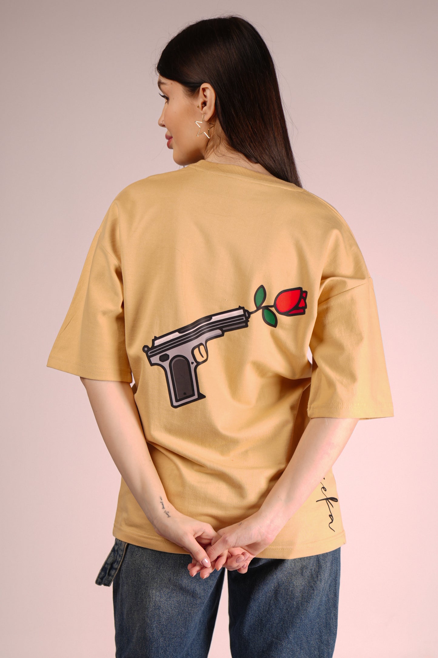 PEACE BEIGE OVERSIZED T-SHIRT