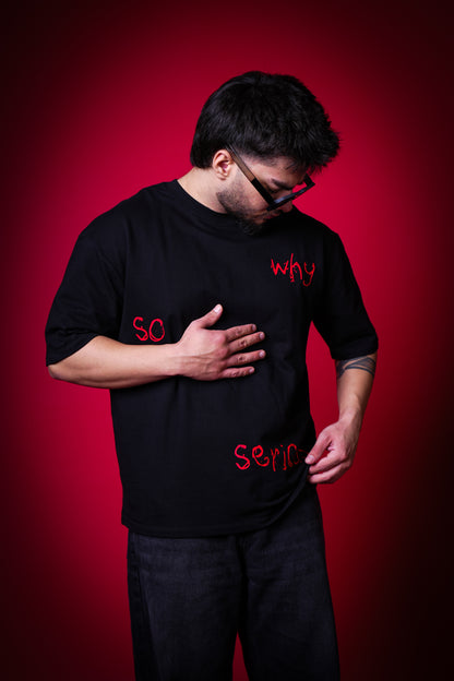 WHY SO SERIOUS : JOKER OVERSIZED BLACK T-SHIRT
