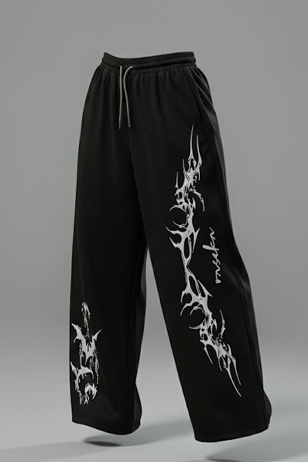 Black Oversized Printed Jogger