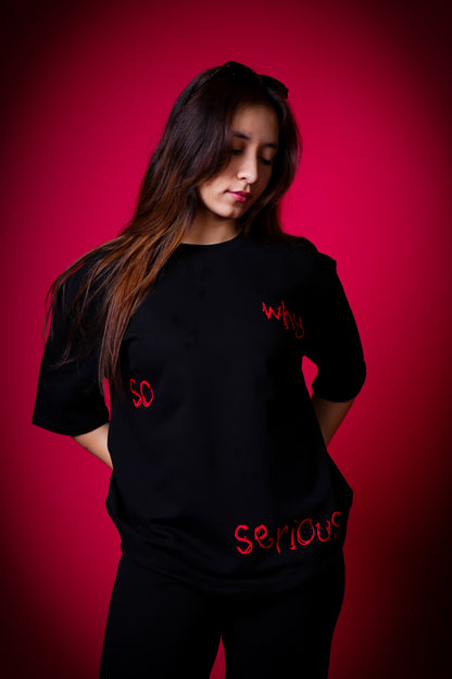 WHY SO SERIOUS : JOKER OVERSIZED BLACK T-SHIRT