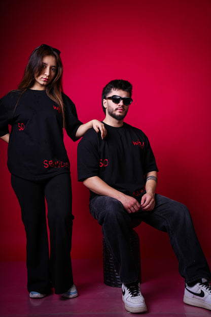 WHY SO SERIOUS : JOKER OVERSIZED BLACK T-SHIRT