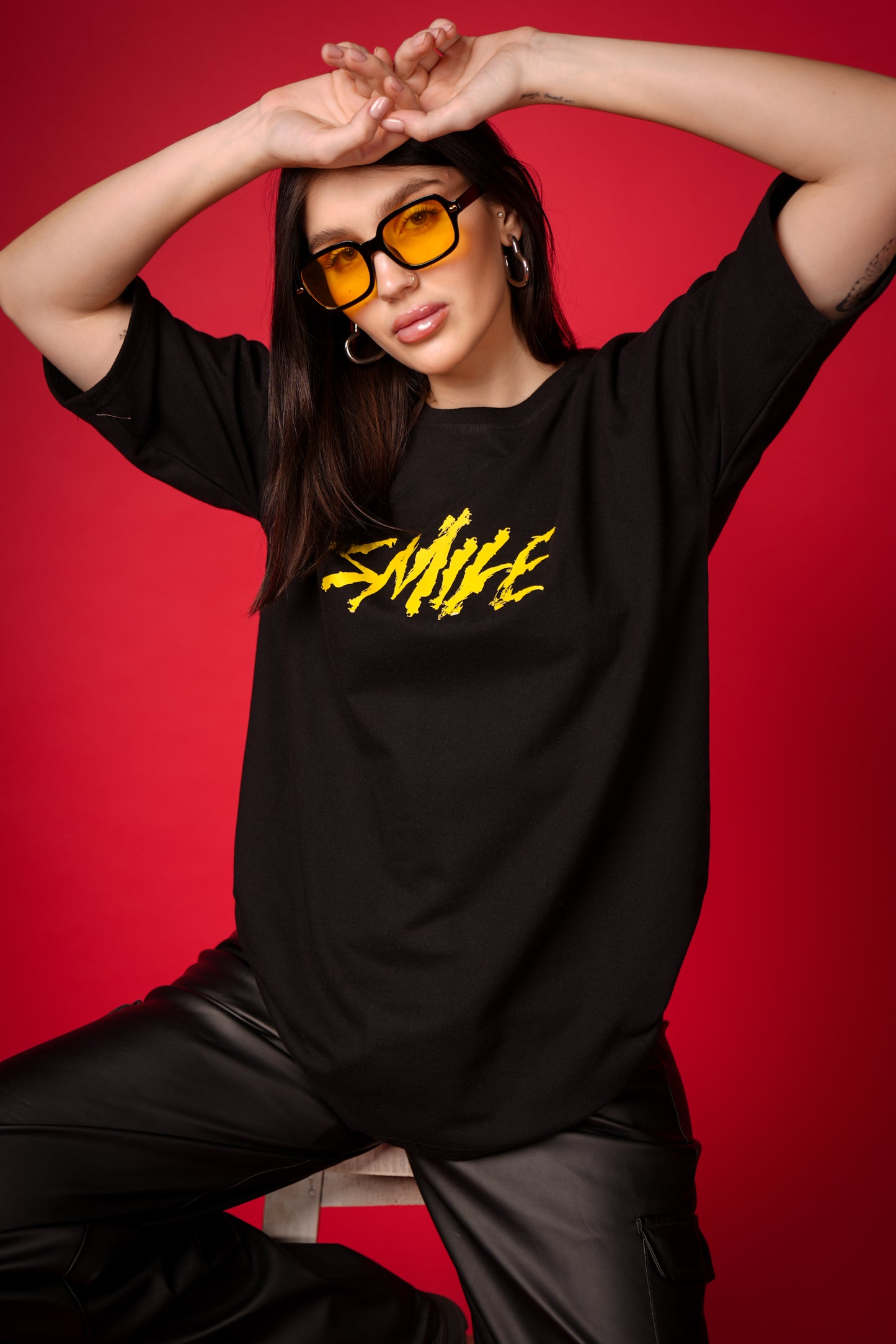 SMILE BLACK OVERSIZED T-SHIRT