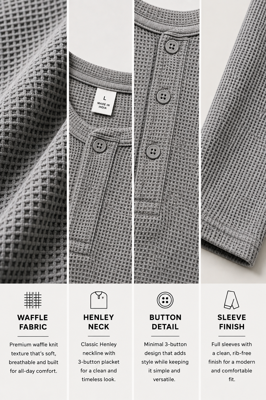 Grey Waffle Henley