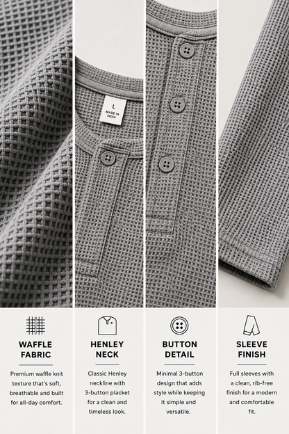 Grey Waffle Henley