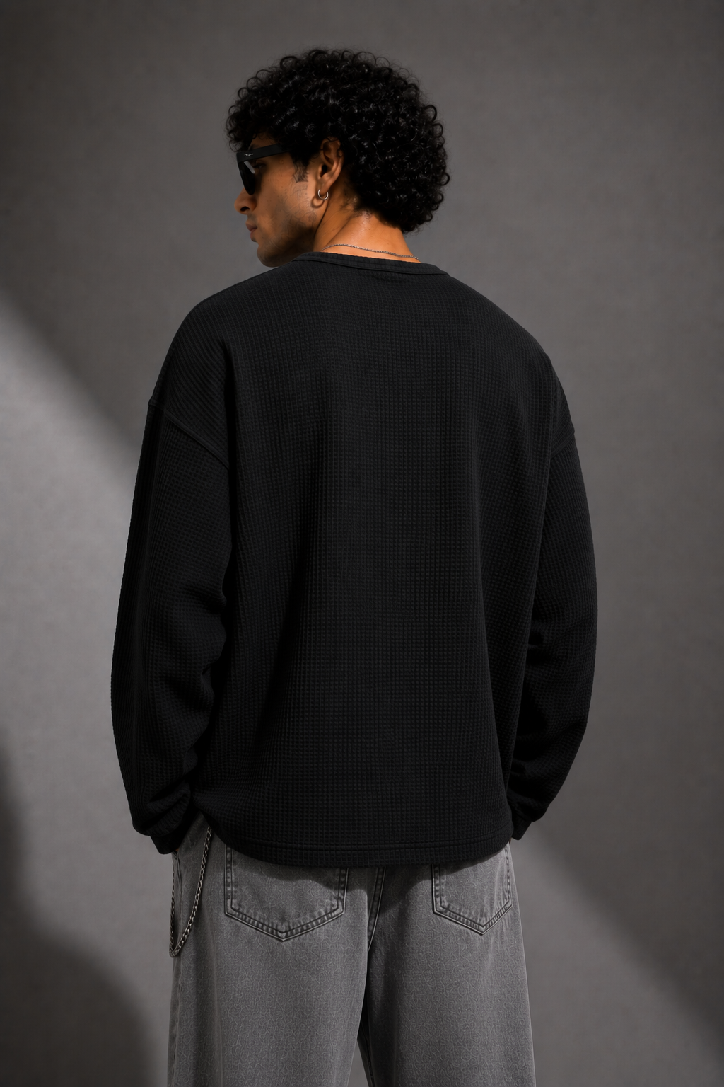 Black Waffle Henley