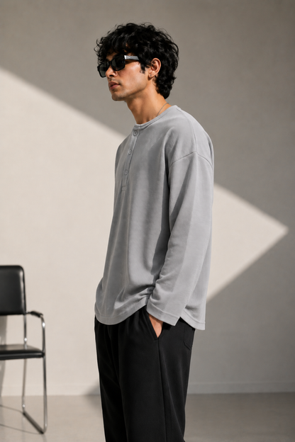 Grey Waffle Henley