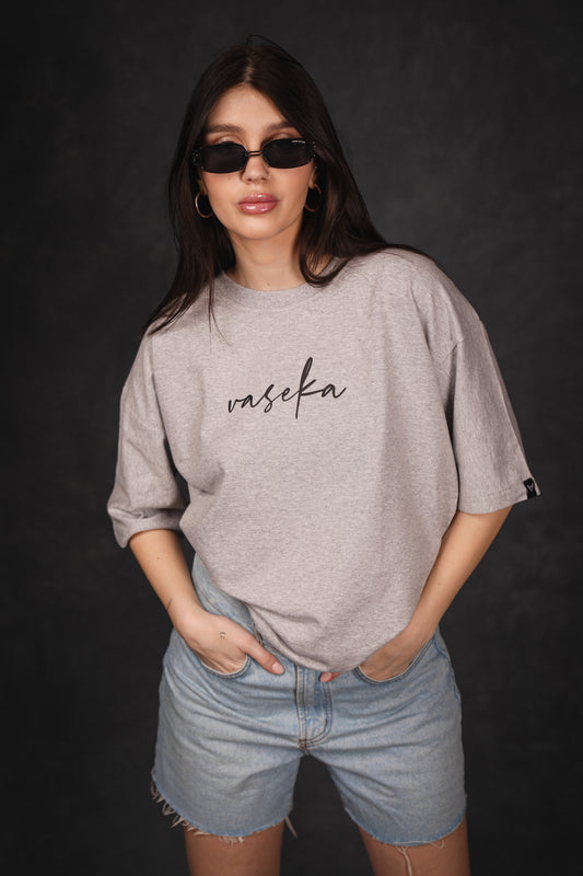 VASEKA CLASSIC GREY TEXTURED T-SHIRT