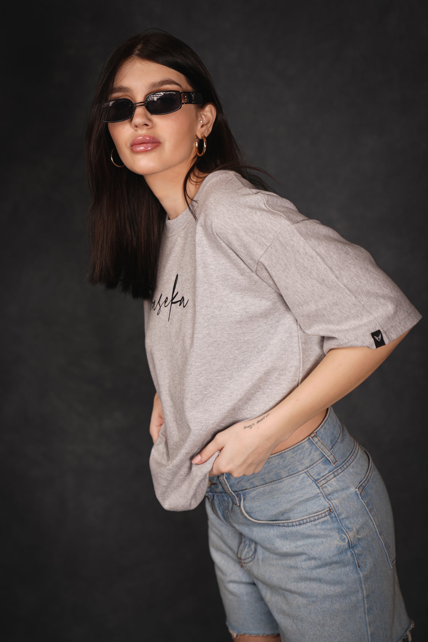 VASEKA CLASSIC GREY TEXTURED T-SHIRT