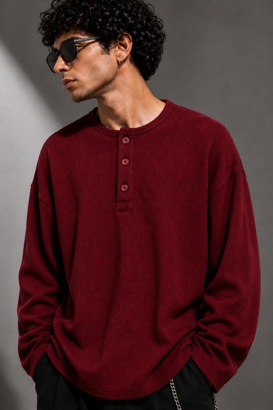 Cherry Waffle Henley