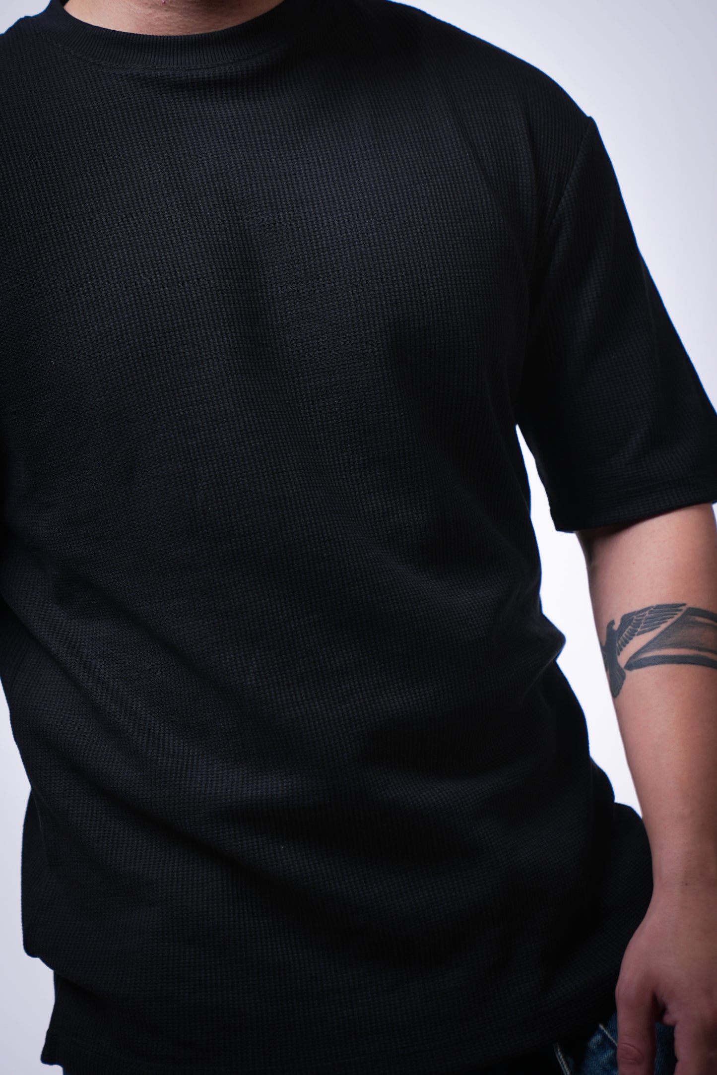 WAFFLE BLACK OVERSIZED T-SHIRT