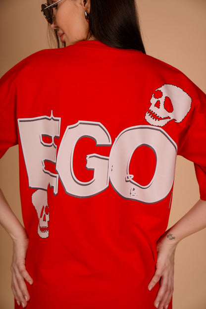 MAIN CHARACTER VIBES RED OVERSIZED T-SHIRT