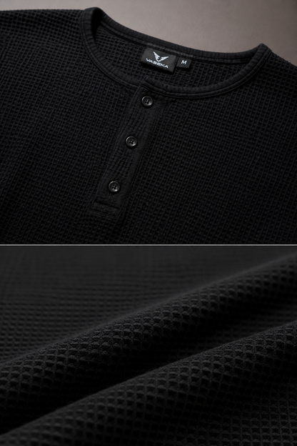 Black Waffle Henley