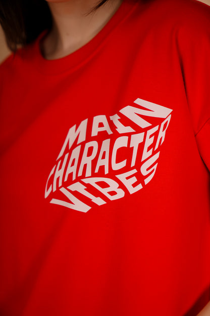 MAIN CHARACTER VIBES RED OVERSIZED T-SHIRT