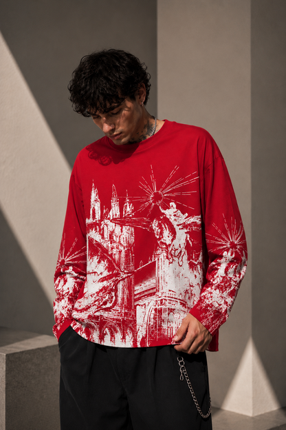 Dark Rider Red Long Sleeve Tee
